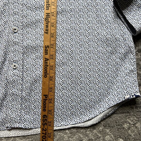 Robert Graham Modern Americana Flip Cuff Shirt Mens XL Tailored White Blue Dots - Picture 7 of 10